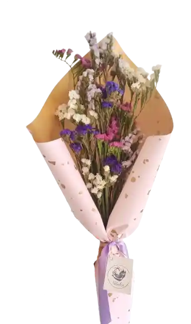 Bouquet De Statice Morado, Fucsia Y Blanco