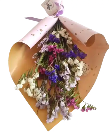 Bouquet De Statice Morado, Fucsia Y Blanco
