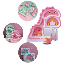 Set De Alimentación Platos Vajilla Bebes Y Niños Bambú 5 Pcs
