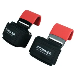 Kit X2 Straps Gancho Agarre Correas Levantamiento Pesas Gym Rojo