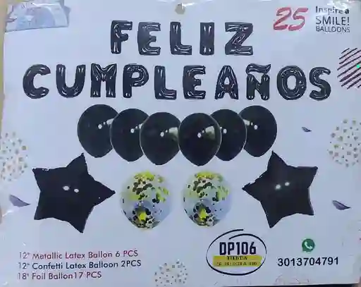 Globos De Feliz Cumpleaños Negros