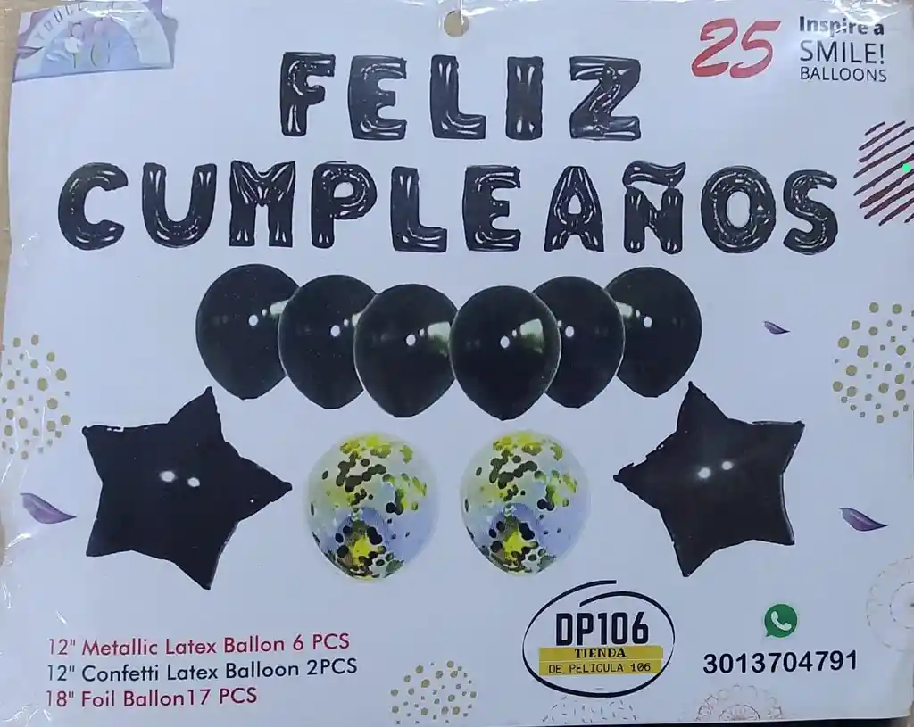 Globos De Feliz Cumpleaños Negros