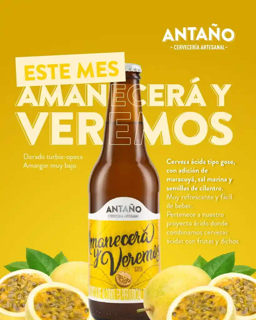 Antaño Cerveza Artesanal Amanecera Y Veremos Estilo Gose Botella 330ml
