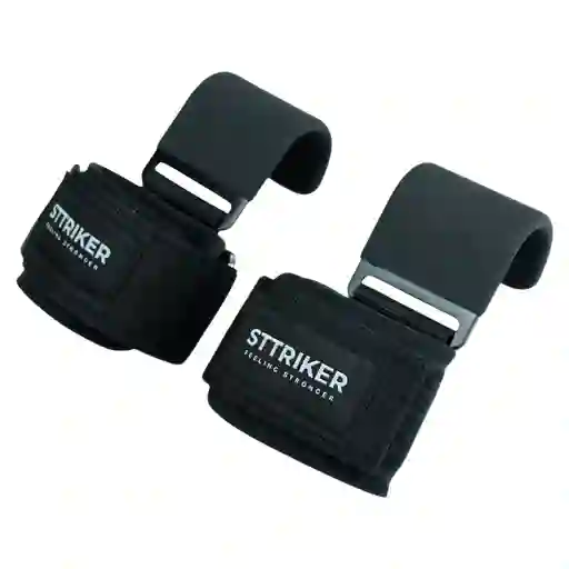 Kit X2 Straps Gancho Agarre Correas Levantamiento Pesas Gym Negro