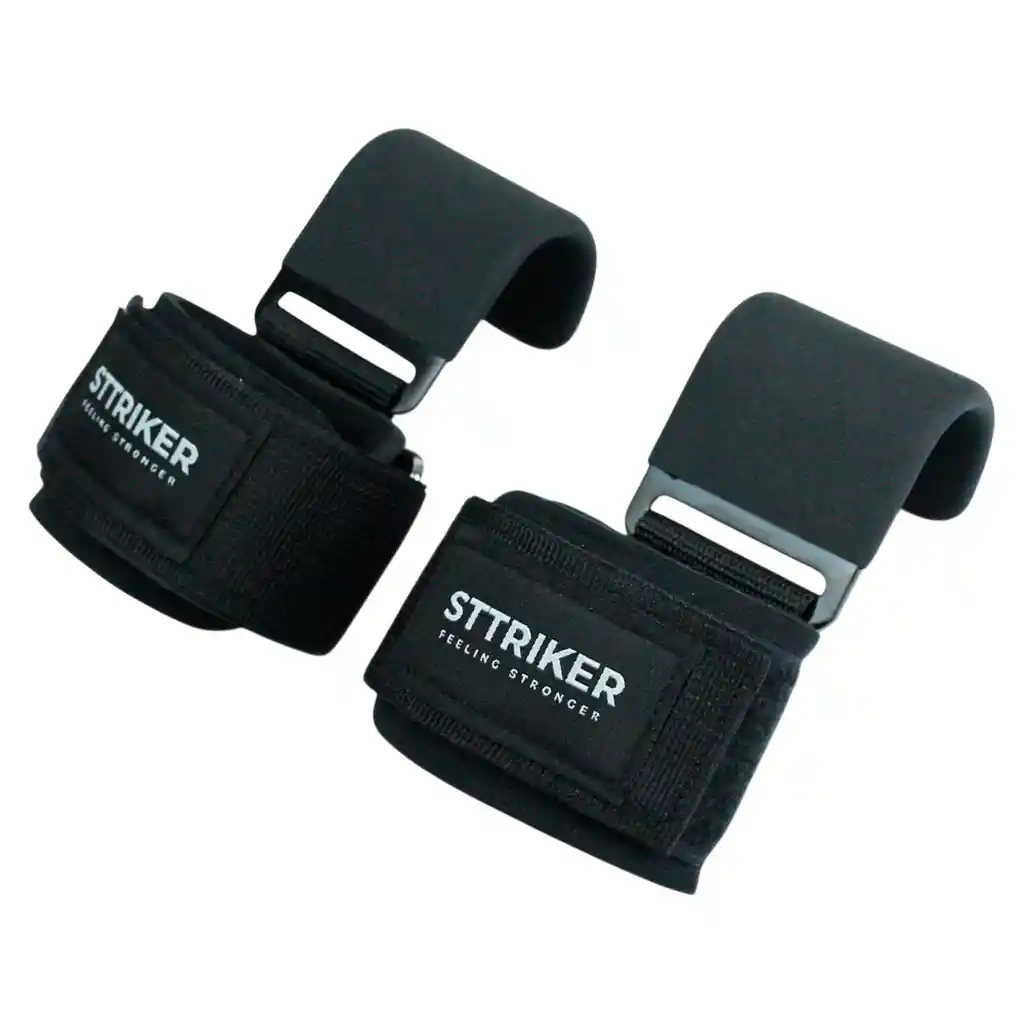 Kit X2 Straps Gancho Agarre Correas Levantamiento Pesas Gym Negro