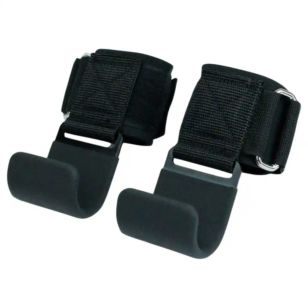 Kit X2 Straps Gancho Agarre Correas Levantamiento Pesas Gym Negro