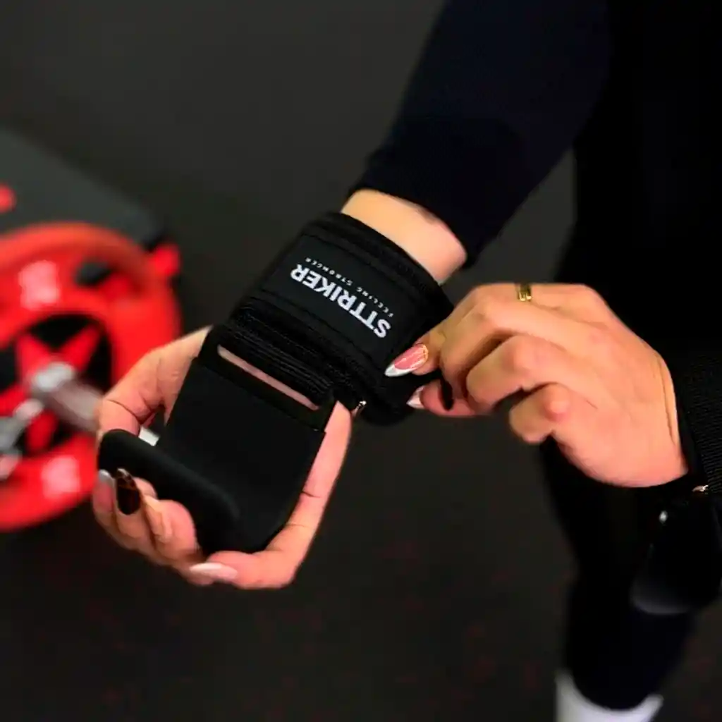 Kit X2 Straps Gancho Agarre Correas Levantamiento Pesas Gym Negro