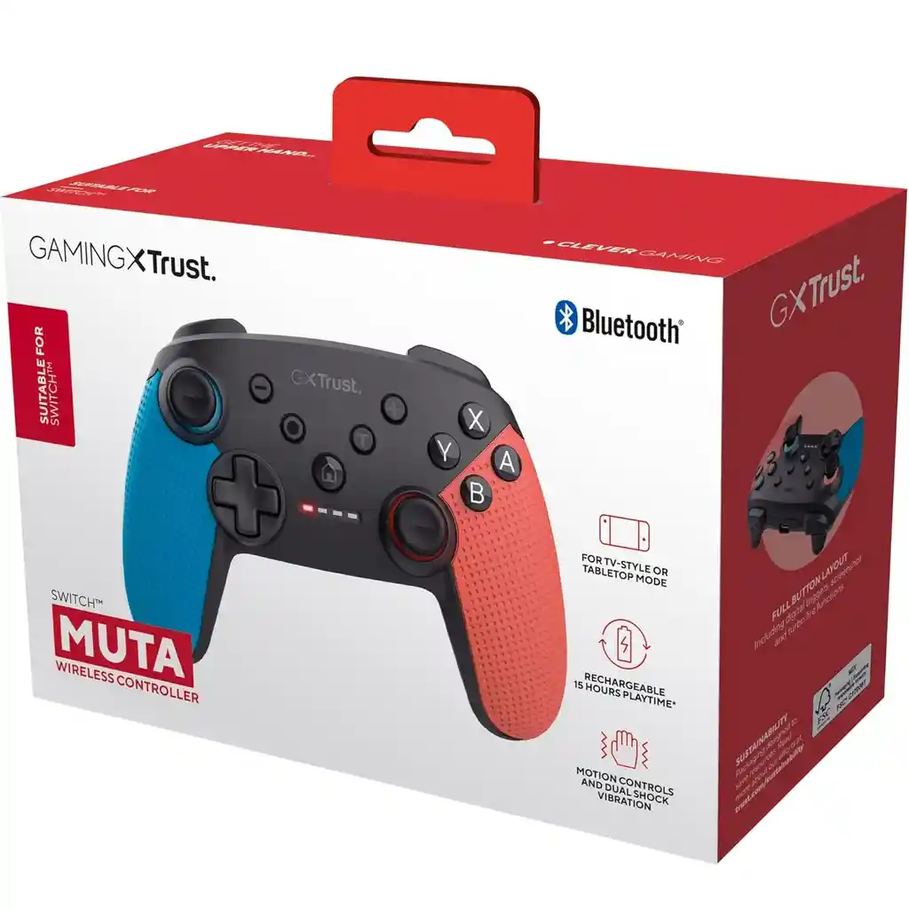 Control Bt Para Nintendo Switch Pc Trust Gxt 1246 Azul/rojo