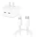 Cargador Rápido 50w Usb-c X2 + Cable Usb-c A Lightning