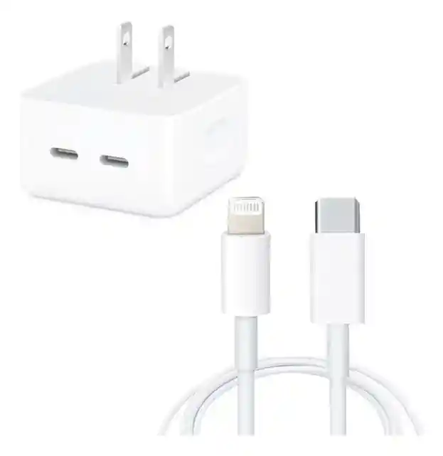 Cargador Rápido 50w Usb-c X2 + Cable Usb-c A Lightning