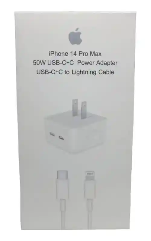 Cargador Rápido 50w Usb-c X2 + Cable Usb-c A Lightning