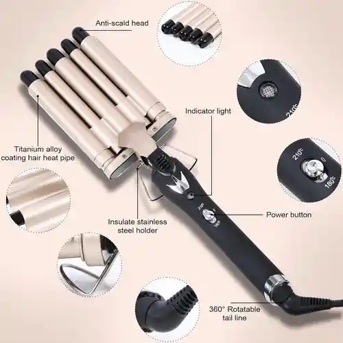 Pinza Onduladora Rizadora Para Cabello En Bucle 5 Tubos