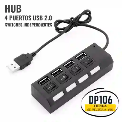 Hub Usb 4 Puertos 2.0 Con Interruptores Independientes
