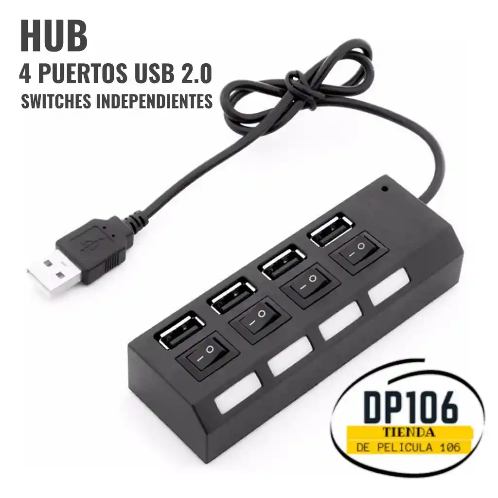 Hub Usb 4 Puertos 2.0 Con Interruptores Independientes