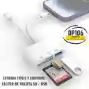 Lector De Memoria Usb / Tarjetas Sd/tf Con Entrada Tipo C Y Lightning