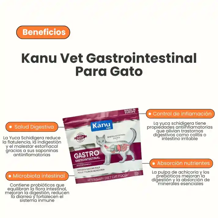 Alimento Medicado Seco Gastrointestinal Kanu Vet Para Gato Adultos