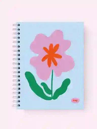 Notebook Floral Azul Claro Rayado