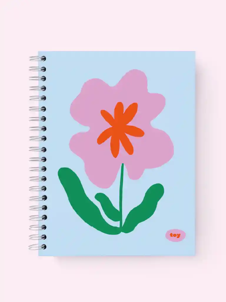 Notebook Floral Azul Claro Rayado