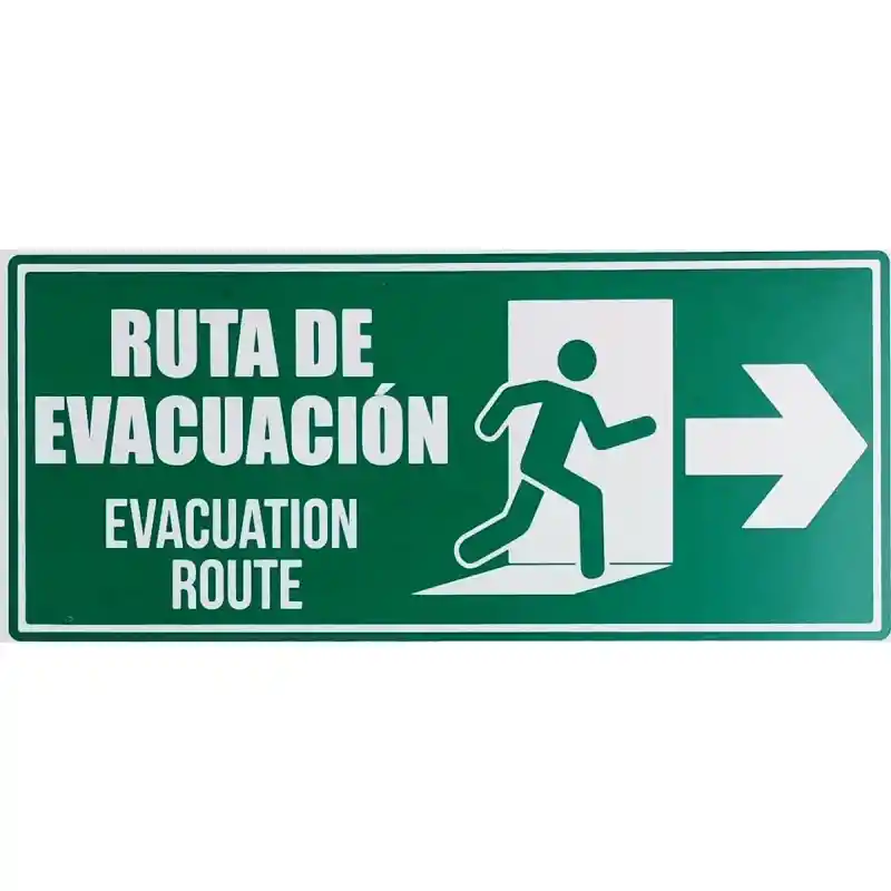 Letrero De Señalizacion Ruta De Evacuación Derecha 30x15