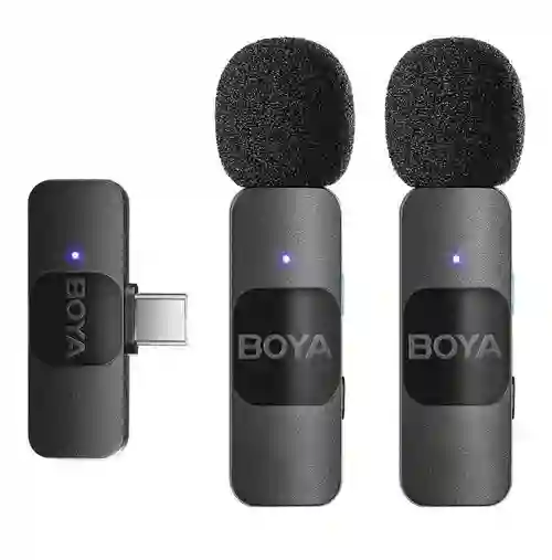 Micrófonos Boya V20 Dual Omnidireccionales Para Android Usb C Inalámbricos Lavalier Profesionales