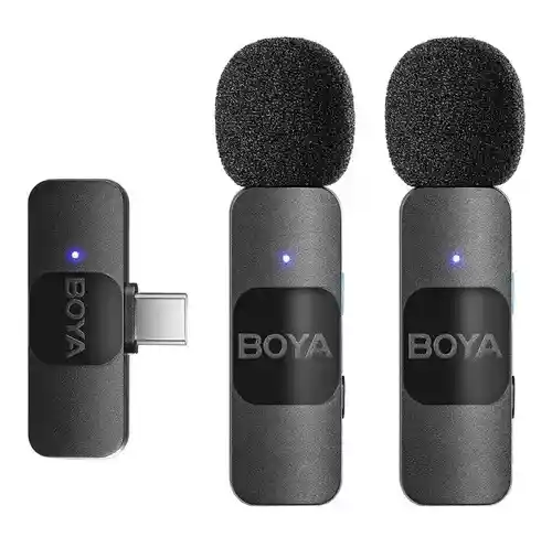 Micrófonos Boya V20 Dual Omnidireccionales Para Android Usb C Inalámbricos Lavalier Profesionales