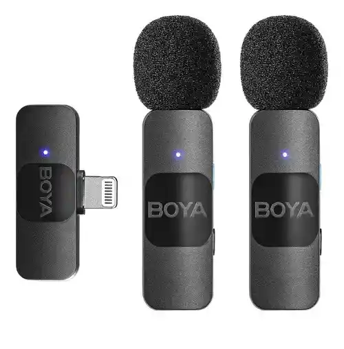 2 Micrófonos Boya By-v2 Dual Omnidireccionales Conexión Lightning Inalámbricos