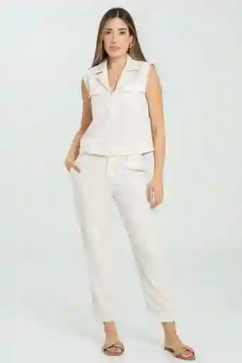 Pantalon Lino Peach Color Beige Medio Talla 8