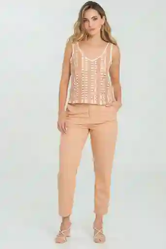 Pantalon Lino Peach Color Rosado Salmon Talla 14