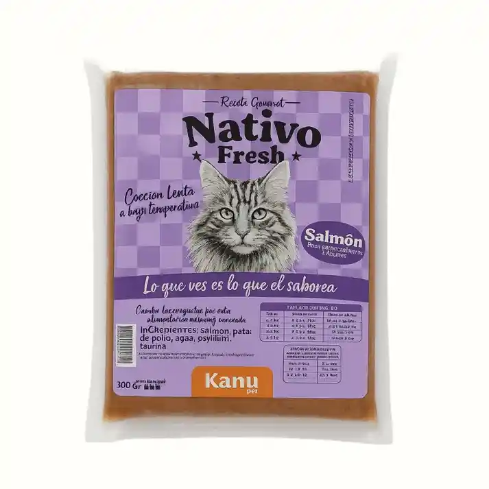 Alimento Congelado Nativo Fresh Salmón Kanu Pet Para Gato Adulto Y Cachorro