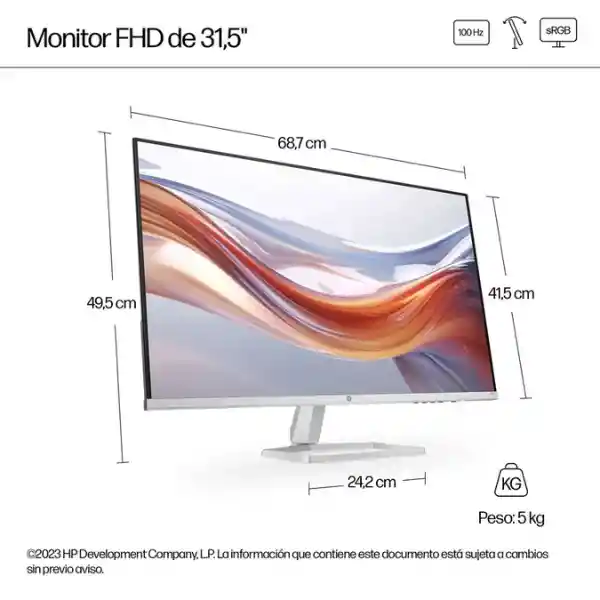 Monitor Hp 31.5" Pulgadas 532sf Fhd Plano Negro