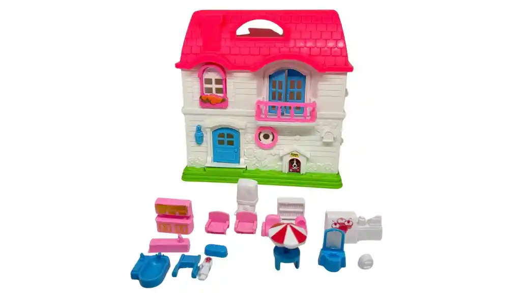 Casa De Muñecas Con Accesorios Regalo Niñas Rosado Plástico