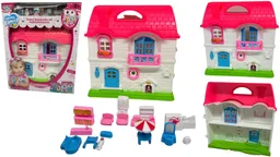 Casa De Muñecas Con Accesorios Regalo Niñas Rosado Plástico