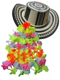 12 Sombreros Carton Y 12 Collares Fiestas Hora Loca Eventos Multicolores