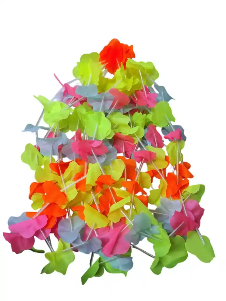12 Sombreros Carton Y 12 Collares Fiestas Hora Loca Eventos Multicolores