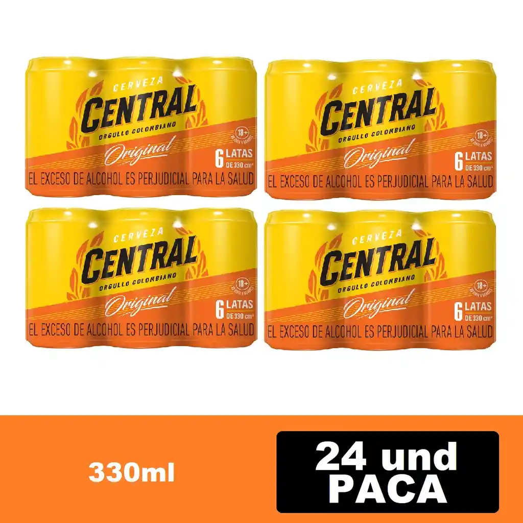 Cerveza Central Lata 330 Ml X 24und Paca