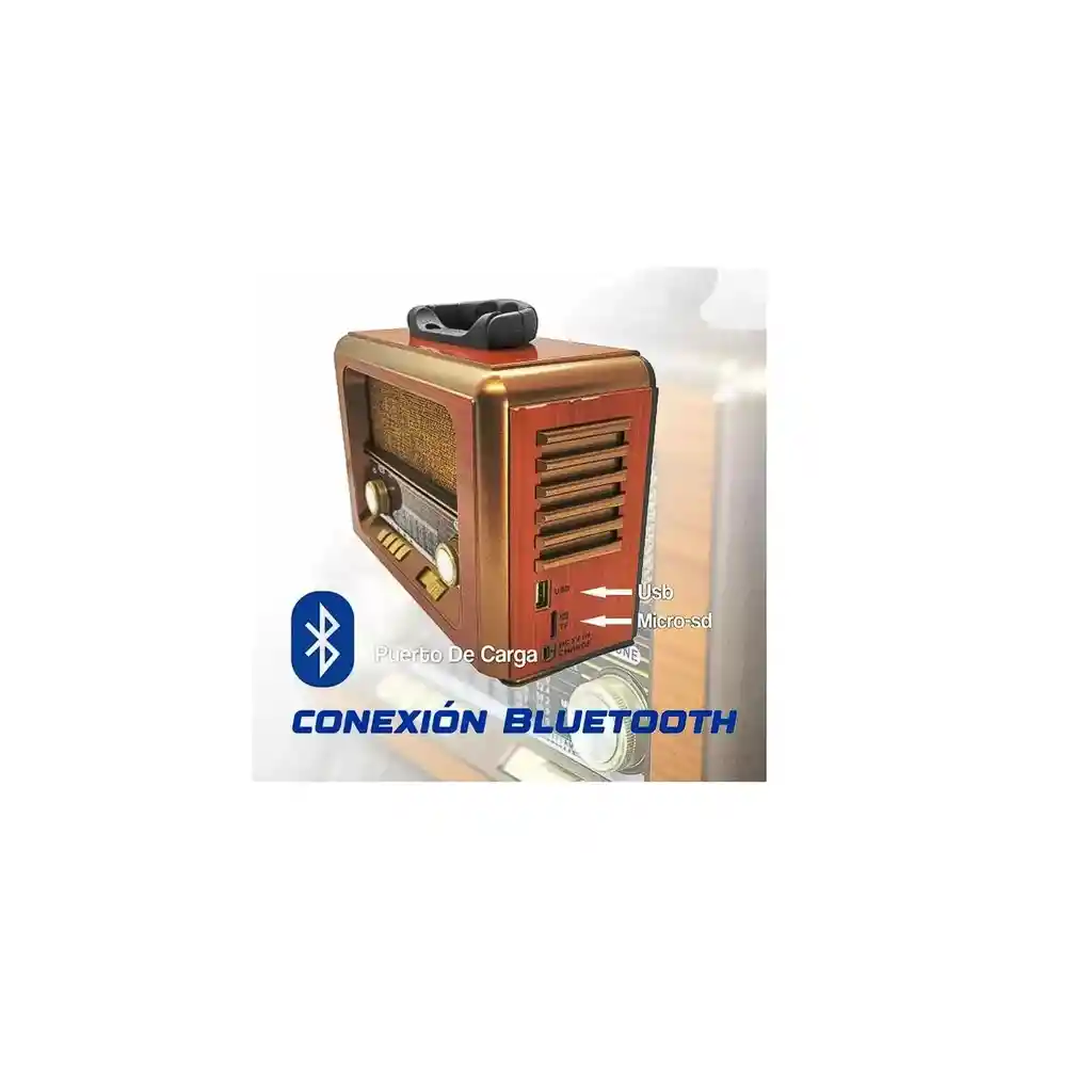 Radio Am/fm Bluetooth Multibandas Usb Vintage Recargable