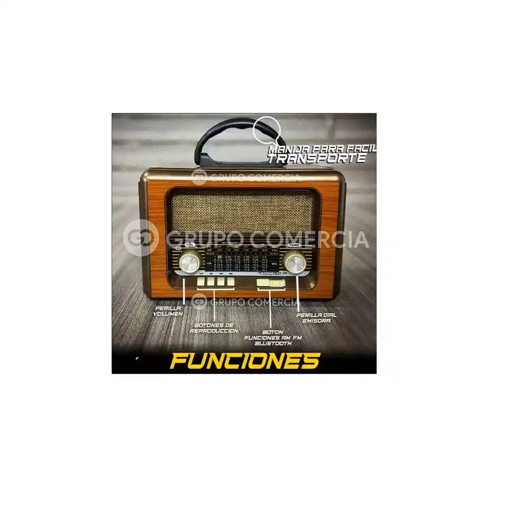 Radio Am/fm Bluetooth Multibandas Usb Vintage Recargable