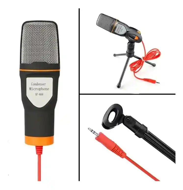 Micrófono Condensador Camara Pc Computador Celular + Trípode
