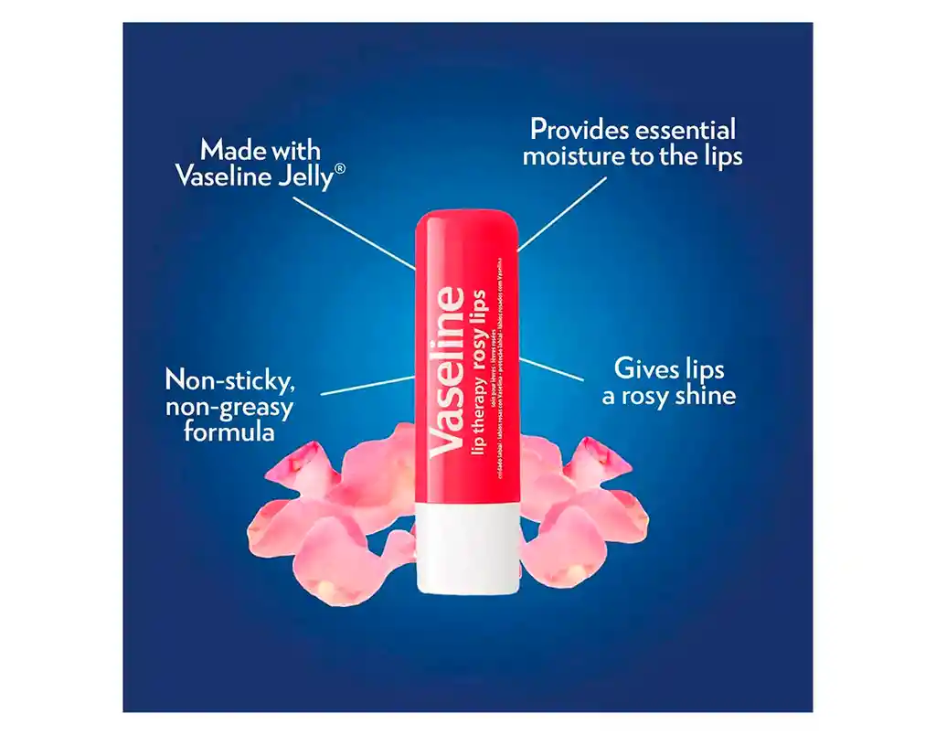 Vaseline Lip Therapy Rosy – Bálsamo Hidratante Rosado De Acción Rápida Para Labios Secos (4,8 G)