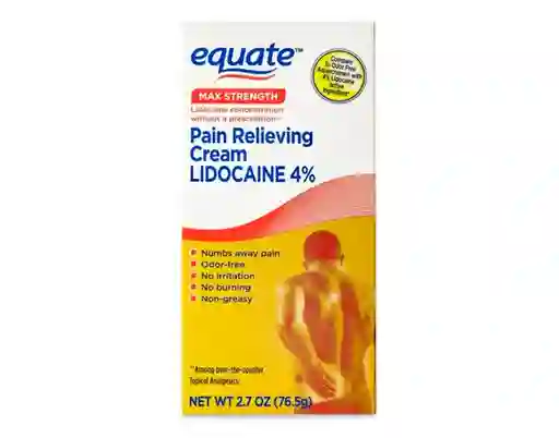 Equate Crema De Lidocaína 4% Máxima Fuerza – Alivio Rápido Del Dolor Muscular Y Nervioso 2.7 Oz