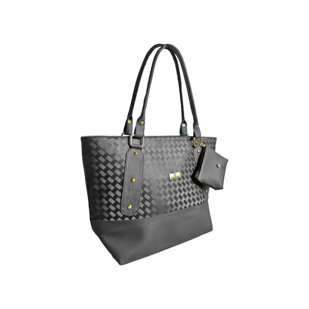 Bolso De Hombro Shopping Y Monedero Gala Negro