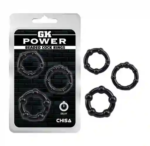 Juego Anillos X3 Pene Beaded Cock Rings - Negro