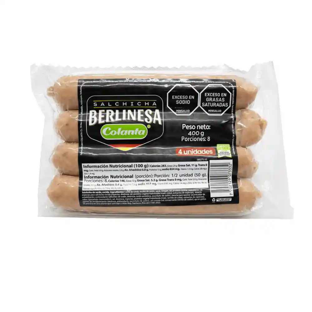 Salchicha Berlinesa Colanta X 400 G