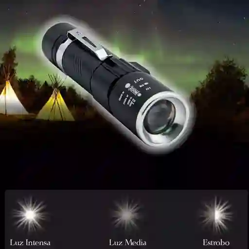 Mini Linterna Led Recargable Usb Bolsillo Camping