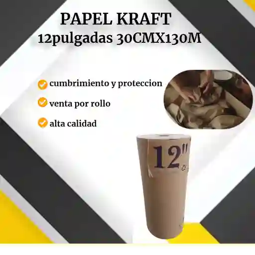 Papel Kraft Rollo De 12 Pulgadas 30cmx130mtrs-empaque