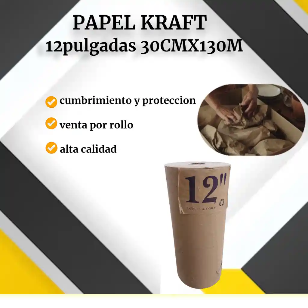 Papel Kraft Rollo De 12 Pulgadas 30cmx130mtrs-empaque