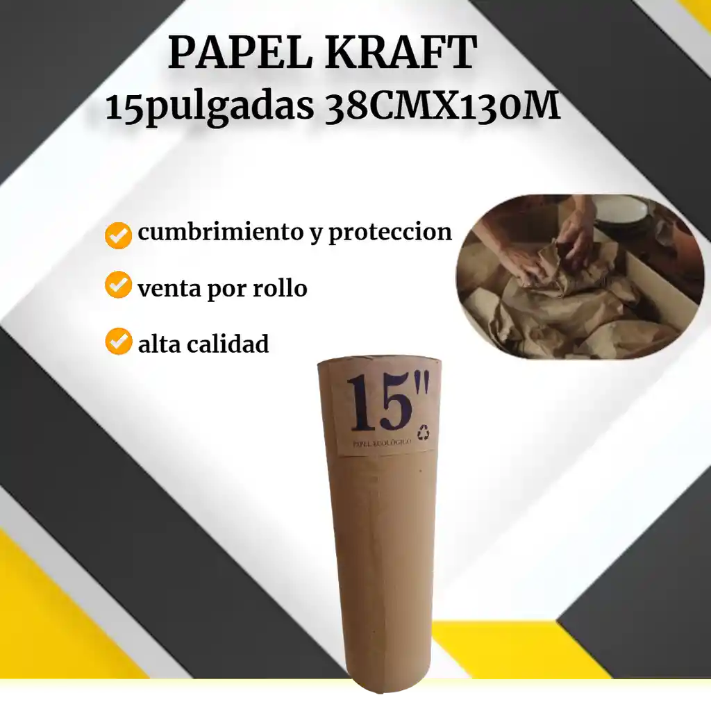 Papel Kraft 15 Pulgadas 38cmx130m -empaque