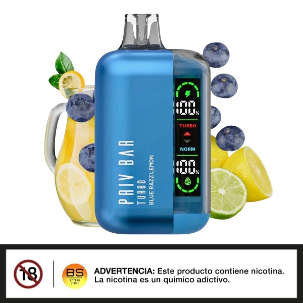 Blue Razz Lemon - Priv Bar Turbo Vape Bar Series - Nic Salt - Lemon Lime X  Blue Raspberry - 10ml 10mg Near Me