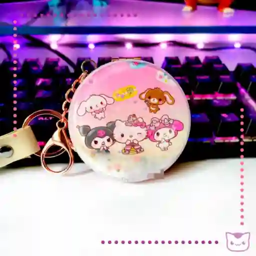 Espejo De Bolsillo Escarcha Llavero Fino Para Niña Kawaii