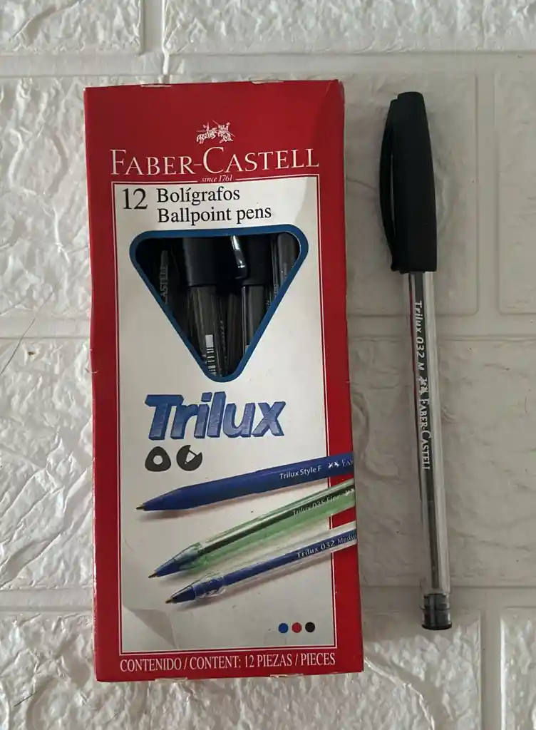 Lapicero Faber Castell Negro Trilux Caja X12